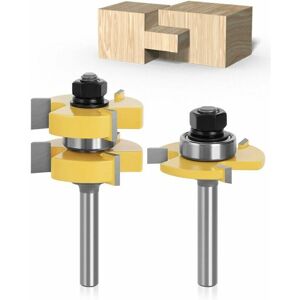 Gotrays - 8mm Shank Matched Tongue and Groove Router Bit Set 3 Teeth t Shape Wood Cutter Cutting Woodworking Tool Gotrays - 8mm Shank Matched Tongue and Groove Router Bit Set 3 Teeth t Shape Wood Cutter Cutting Woodworking Tool