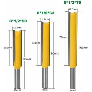 DEWDAT 8mm Track Shank Straight Jaws Working Tools Carbide Wood Milling Cutter Wood 3pcs Extra Long Straight Milling Cutters 81/250, 81/263, 81/2 DEWDAT 8mm Track Shank Straight Jaws Working Tools Carbide Wood Milling Cutter Wood 3pcs Extra Long Straight Milling Cutters 81/250, 81/263, 81/2