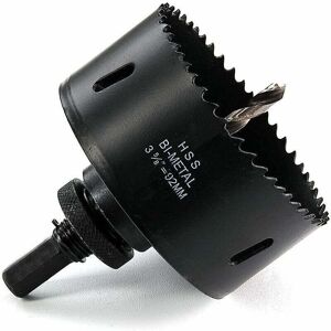 SNQ 92mm HSS M42 bi-metal high-speed steel hole saw with hexagonal shank and drill bit for wood, drywall and sheet metal, black,-- SNQ 92mm HSS M42 bi-metal high-speed steel hole saw with hexagonal shank and drill bit for wood, drywall and sheet metal, black,--