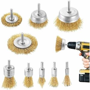 Hoopzi - 9Pieces Wire Brush for Metal Drill Circular Grinder with 1/4 Inch Shank Brush Kit for Rust/Corrosion/Paint Removal Hoopzi - 9Pieces Wire Brush for Metal Drill Circular Grinder with 1/4 Inch Shank Brush Kit for Rust/Corrosion/Paint Removal