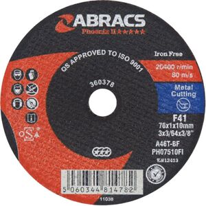Abracs - Connect Extra Thin Flat Cutting Discs 75mm x 1.0mm 5pc 30459 Abracs - Connect Extra Thin Flat Cutting Discs 75mm x 1.0mm 5pc 30459