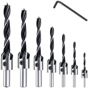 ALWAYSH 7 Piece hss 5 Flute Drill Bit Set Countersink Wood Screw Bit Chamfer for Various Length Screws by Simply Loosen and Tighten the Screw, 3-6mm Tool Set ALWAYSH 7 Piece hss 5 Flute Drill Bit Set Countersink Wood Screw Bit Chamfer for Various Length Screws by Simply Loosen and Tighten the Screw, 3-6mm Tool Set