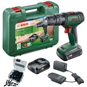 Bosch Power For ALL 18v Li-Ion Cordless Combi Drill Universal Impact 2x2ah +Bits Bosch Power For ALL 18v Li-Ion Cordless Combi Drill Universal Impact 2x2ah +Bits