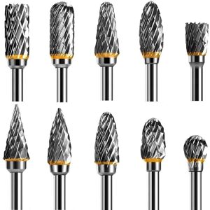 Mumu - Carbide End Mill Set Compatible with 10pcs 1/8' Shank Metal Router Bits for diy Wood Carving Metal Polishing Engraving Drilling Mumu - Carbide End Mill Set Compatible with 10pcs 1/8' Shank Metal Router Bits for diy Wood Carving Metal Polishing Engraving Drilling