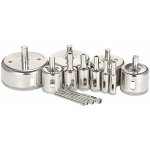 Ccykxa - 14pcs 3-70mm Glass Hole Saw Kit Diamond Coated Core Hole Saw Marble Drill Bit Tile Ceramic Glass Porcelain Drilling Ccykxa - 14pcs 3-70mm Glass Hole Saw Kit Diamond Coated Core Hole Saw Marble Drill Bit Tile Ceramic Glass Porcelain Drilling