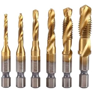 Ccykxa - Metal Drill Bit Kit, 6 Pcs Combination Drill And Tap Bit Set Hss Drill Bit And Taps 1/4' Hex Shank Countersink Bits Multipurpose Drilling Ccykxa - Metal Drill Bit Kit, 6 Pcs Combination Drill And Tap Bit Set Hss Drill Bit And Taps 1/4' Hex Shank Countersink Bits Multipurpose Drilling