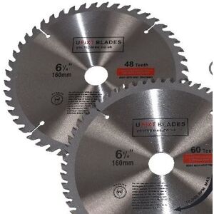 Ufixt - Circular Saw Blades 160mm x 20mm tct Tungsten Carbide Teeth 48 and 60 Tooth Twin Pack Ufixt - Circular Saw Blades 160mm x 20mm tct Tungsten Carbide Teeth 48 and 60 Tooth Twin Pack