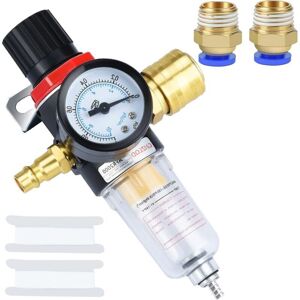 TEHTUY Compressed air regulator, air filter, 1/4 BPS pressure regulator with water separator, German quick-connect fittings and pressure gauges TEHTUY Compressed air regulator, air filter, 1/4 BPS pressure regulator with water separator, German quick-connect fittings and pressure gauges