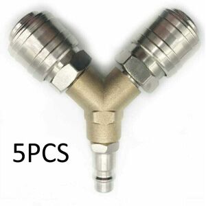 TEHTUY Compressor fitting, Compressed air distributor, 1/4" compressed air fitting, 3-way quick-release compressed air connector with male thread TEHTUY Compressor fitting, Compressed air distributor, 1/4" compressed air fitting, 3-way quick-release compressed air connector with male thread