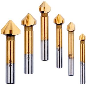 WOIYIC Conical Milling Cutter for Metal and Wood, Titanium Drill Bit for Metal Chamfering HSS 90 Degrees 6.3mm, 8.3mm, 10.4mm, 12.4mm, 16.5mm, 20.5mm WOIYIC Conical Milling Cutter for Metal and Wood, Titanium Drill Bit for Metal Chamfering HSS 90 Degrees 6.3mm, 8.3mm, 10.4mm, 12.4mm, 16.5mm, 20.5mm