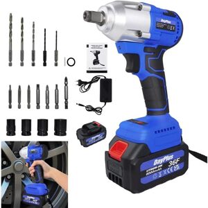 Briefness - Cordless Electric Impact Wrench Rattle Nut Gun 420Nm 2x Li-ion Battery 1/2'' Driver Briefness - Cordless Electric Impact Wrench Rattle Nut Gun 420Nm 2x Li-ion Battery 1/2'' Driver