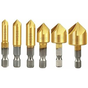 HOOPZI Countersink Drill Bit, Countersink Drill Bit Set 6 Pcs 1/4'' Hex Shank hss 5 Flute Countersink 90 Degree Center Punch Tool Sets For Wood Quick Change HOOPZI Countersink Drill Bit, Countersink Drill Bit Set 6 Pcs 1/4'' Hex Shank hss 5 Flute Countersink 90 Degree Center Punch Tool Sets For Wood Quick Change