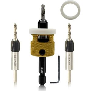 SANS MARQUE Countersink drill bit for wood, 3-piece set, countersink drill bit with depth stop, wood drill bit with countersink, made of HSS-M2, 1/4" hex shank, SANS MARQUE Countersink drill bit for wood, 3-piece set, countersink drill bit with depth stop, wood drill bit with countersink, made of HSS-M2, 1/4" hex shank,