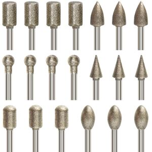 CSPARKV 20 Pcs Diamond Rotary Burr Set, Engraving Bit Set with 3mm(1/8") Shank, Diamond Coated Drill Bit for Rotary Tool Grinding, Polishing, DIY CSPARKV 20 Pcs Diamond Rotary Burr Set, Engraving Bit Set with 3mm(1/8") Shank, Diamond Coated Drill Bit for Rotary Tool Grinding, Polishing, DIY