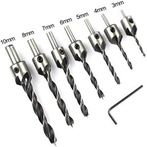 Csparkv - 7pcs hss 5 Flute Countersink Drill Bit Woodworking Chamfer 3-10mm Wrench Csparkv - 7pcs hss 5 Flute Countersink Drill Bit Woodworking Chamfer 3-10mm Wrench