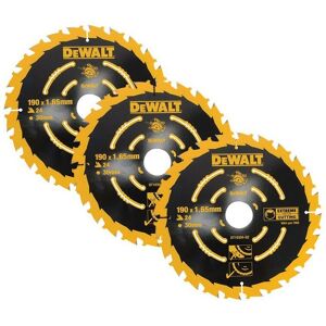 Dewalt - DT10304 Set of 3 Corded Circular Saw Blades 190 x 30mm x 24 Tooth Extreme Dewalt - DT10304 Set of 3 Corded Circular Saw Blades 190 x 30mm x 24 Tooth Extreme