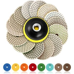 Tinor - Diamond Polishing Disc, 15 Pcs 4 inch (100mm) Diamond Polishing Pads, Concrete Polishing Pads, Granite Marble Polishing with Pads, 50-6000 Tinor - Diamond Polishing Disc, 15 Pcs 4 inch (100mm) Diamond Polishing Pads, Concrete Polishing Pads, Granite Marble Polishing with Pads, 50-6000