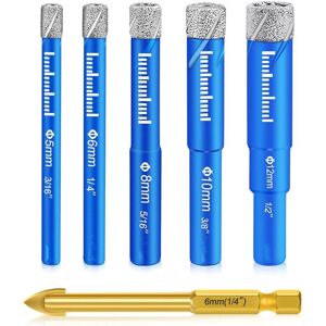 MUMU Diamond Tile Drill Bits, 5, 6, 8, 10, 12mm Diamond Tile Drill Bits, 6mm Tile Metal Drill Bits, Tile Drill Bits for Ceramic, Glass, Granite, Marble, MUMU Diamond Tile Drill Bits, 5, 6, 8, 10, 12mm Diamond Tile Drill Bits, 6mm Tile Metal Drill Bits, Tile Drill Bits for Ceramic, Glass, Granite, Marble,