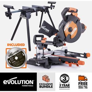 EVOLUTION POWER TOOLS Evolution Bundle - R255SMS+ 255mm Sliding Compound Mitre Saw with Mitre Saw Stand and 60 Tooth Fine Wood Cutting Blade (230V) EVOLUTION POWER TOOLS Evolution Bundle - R255SMS+ 255mm Sliding Compound Mitre Saw with Mitre Saw Stand and 60 Tooth Fine Wood Cutting Blade (230V)
