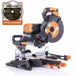 Evolution Power Tools - Evolution R255SMS-DB+ gpw 255mm Double Bevel Sliding Compound Mitre Saw With 40T Wood And 28T Multi-Material tct Blades (230V) Evolution Power Tools - Evolution R255SMS-DB+ gpw 255mm Double Bevel Sliding Compound Mitre Saw With 40T Wood And 28T Multi-Material tct Blades (230V)