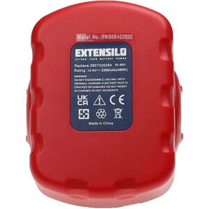 EXTENSILO 3x Battery compatible with Bosch 3660CK, 3660K, 3670, AHS 41, 52314, 4 VE, 4 V-i, 53514, 35614 Power Tools (3300 mAh, NiMH, 14.4 V) EXTENSILO 3x Battery compatible with Bosch 3660CK, 3660K, 3670, AHS 41, 52314, 4 VE, 4 V-i, 53514, 35614 Power Tools (3300 mAh, NiMH, 14.4 V)