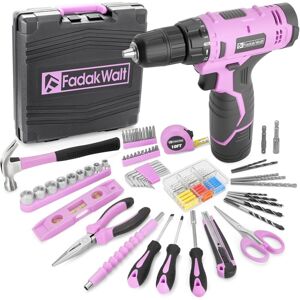 PULITUO FADAKWALT 103 Pieces Pink 12V Cordless Drill Set - Electric Drill and Household Tool Kit with DIY Cordless Screwdriver, LED and 180"-lb Torque for PULITUO FADAKWALT 103 Pieces Pink 12V Cordless Drill Set - Electric Drill and Household Tool Kit with DIY Cordless Screwdriver, LED and 180"-lb Torque for