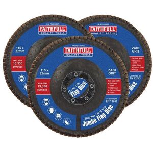 Faithfull - Zirconia Abrasive Jumbo Flap Disc 115 x 22mm 80 Grit (3 Pack) Faithfull - Zirconia Abrasive Jumbo Flap Disc 115 x 22mm 80 Grit (3 Pack)