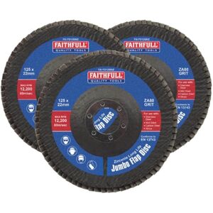 Faithfull - Zirconia Abrasive Jumbo Flap Disc 125 x 22mm 80 Grit (3 Pack) Faithfull - Zirconia Abrasive Jumbo Flap Disc 125 x 22mm 80 Grit (3 Pack)