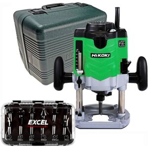 HiKOKI 110v M12VEL 1/2in Router Variable Speed 65mm Plunge + 12 Piece Bit Set HiKOKI 110v M12VEL 1/2in Router Variable Speed 65mm Plunge + 12 Piece Bit Set