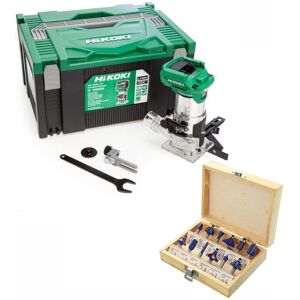 Hikoki - 1/4'' Router M1808DAJ2Z 18V Brushless Laminate Trimmer Bare Unit + Bit Set Hikoki - 1/4'' Router M1808DAJ2Z 18V Brushless Laminate Trimmer Bare Unit + Bit Set