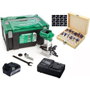 Hikoki - 18v 1/4in Cordless Router Trimmer 1 x 5.0Ah Li-ion + Bit Set M1808DAJPZ Hikoki - 18v 1/4in Cordless Router Trimmer 1 x 5.0Ah Li-ion + Bit Set M1808DAJPZ