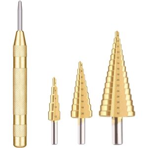 MEMKEY Hss Metal Step Countersink Drill Bit, Metal Step Drill Bit 4pcs 4-12/20/32mm Triangular Tapered Countersink Hex Stainless Steel Metal with Titanium MEMKEY Hss Metal Step Countersink Drill Bit, Metal Step Drill Bit 4pcs 4-12/20/32mm Triangular Tapered Countersink Hex Stainless Steel Metal with Titanium