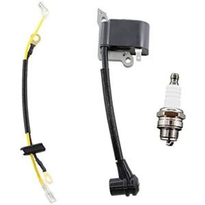 TEHTUY Ignition coil with spark plug for Husqvarna 136 137 137E 141 142 142E 235 240 23 26 36 41 Replaces 545199901 TEHTUY Ignition coil with spark plug for Husqvarna 136 137 137E 141 142 142E 235 240 23 26 36 41 Replaces 545199901