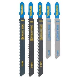 Irwin - T-Shank Jigsaw Blade Set 5 Piece hcs/hss 3 Metal 2 Wood IRWIW1014501 Irwin - T-Shank Jigsaw Blade Set 5 Piece hcs/hss 3 Metal 2 Wood IRWIW1014501