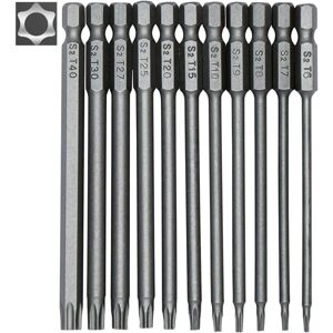Csparkv - Length 100 mm - Set of 11 long bits for screwdrivers and electric screwdrivers - Magnetic bits - 1/4' hexagonal shank - Sizes T6 to T40 Csparkv - Length 100 mm - Set of 11 long bits for screwdrivers and electric screwdrivers - Magnetic bits - 1/4' hexagonal shank - Sizes T6 to T40