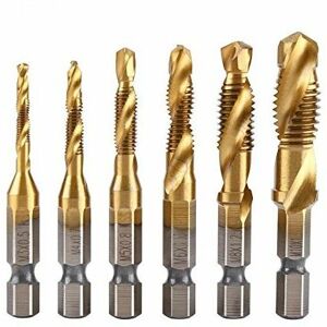 Trimec - Lot de 6 forets à visser M3-M10 à changement rapide hexagonal, forets combinés, fraises, fraises, fraises, fraises en acier rapide 1/4' Trimec - Lot de 6 forets à visser M3-M10 à changement rapide hexagonal, forets combinés, fraises, fraises, fraises, fraises en acier rapide 1/4'