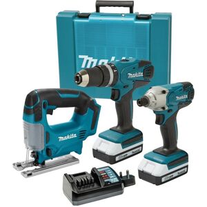Makita - 18v Cordless Li-ion Combi Hammer Drill & Impact Driver & Jigsaw Kit Makita - 18v Cordless Li-ion Combi Hammer Drill & Impact Driver & Jigsaw Kit