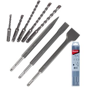 8 Piece sds Plus Drill + Point Bullet Cold Flat Chisel Set Masonry 250mm - Makita 8 Piece sds Plus Drill + Point Bullet Cold Flat Chisel Set Masonry 250mm - Makita