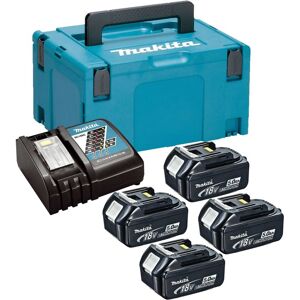 Makita - BL1850 18v 4 x 5.0ah Lithium Batteries DC18RC Fast Charger + Makpac Case Makita - BL1850 18v 4 x 5.0ah Lithium Batteries DC18RC Fast Charger + Makpac Case