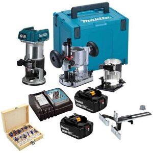 Makita - DRT50RTJX2 18v Cordless Brushless Laminate Router Trimmer Plunge 12PC Kit Makita - DRT50RTJX2 18v Cordless Brushless Laminate Router Trimmer Plunge 12PC Kit