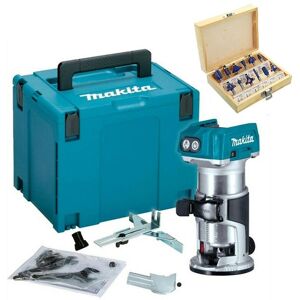 Makita DRT50Z 18V LXT Cordless Brushless Laminate Router Trimmer Makpac +Bit Set Makita DRT50Z 18V LXT Cordless Brushless Laminate Router Trimmer Makpac +Bit Set
