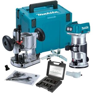 DRT50Z 18v xr Brushless Cordless 1/4'' Router + Plunge Base +12P Trend Set - Makita DRT50Z 18v xr Brushless Cordless 1/4'' Router + Plunge Base +12P Trend Set - Makita