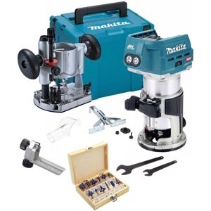 Makita RT001GZ21 40v XGT Brushless Cordless 1/4"" Router + Plunge Base + 12PC Set Makita RT001GZ21 40v XGT Brushless Cordless 1/4"" Router + Plunge Base + 12PC Set