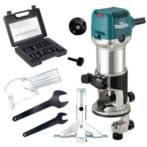 Makita RT0702CX4 1/4"" Router Trimmer with Trimmer Guide 240V + 12PC Trend Set Makita RT0702CX4 1/4"" Router Trimmer with Trimmer Guide 240V + 12PC Trend Set