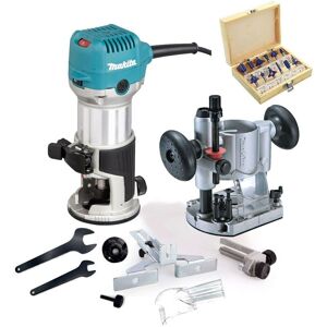 Makita RT0702CX4 240V 1/4"" Router Laminate Trimmer Guide Plunge Base + 12PC Set Makita RT0702CX4 240V 1/4"" Router Laminate Trimmer Guide Plunge Base + 12PC Set