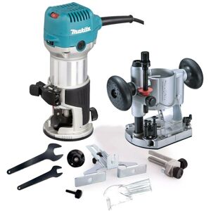 Makita RT0702CX4 240V 1/4"" Router Laminate Trimmer with Guide and Plunge Base Makita RT0702CX4 240V 1/4"" Router Laminate Trimmer with Guide and Plunge Base