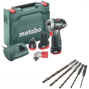 Brushless Drill Right Angle Screwdriver PowerMaxx x2 2ah Kit + Drill Bits - Metabo Brushless Drill Right Angle Screwdriver PowerMaxx x2 2ah Kit + Drill Bits - Metabo