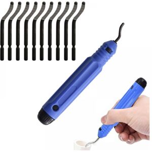 CYSLMUK Metal Deburring Tool Kit Deburring Burr Set Non-Slip Handle with 10 High Speed Steel Rotary Deburring Blades, Great Hand Tool for Removing Burrs CYSLMUK Metal Deburring Tool Kit Deburring Burr Set Non-Slip Handle with 10 High Speed Steel Rotary Deburring Blades, Great Hand Tool for Removing Burrs