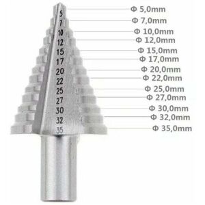 Gotrays - Metal Drill Bit for Drill Metal Drill Bit for Drill, hss Step Drill Bit, Double Slot Conical Step Drill Bit (5mm-35mm) Gotrays - Metal Drill Bit for Drill Metal Drill Bit for Drill, hss Step Drill Bit, Double Slot Conical Step Drill Bit (5mm-35mm)