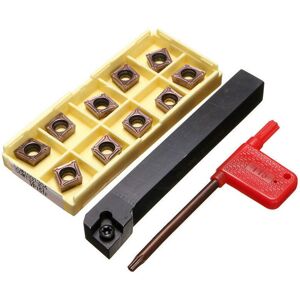 SNQ Metal lathe accessory, 12x100mm turning tool holder with 10 CCMT09T304-PM carbide inserts and a bar SNQ Metal lathe accessory, 12x100mm turning tool holder with 10 CCMT09T304-PM carbide inserts and a bar